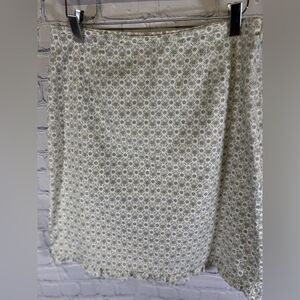 J Crew Blue Green Ditsy Print Cotton Casual Minimalist Ruffle Hem Mini Skirt 6